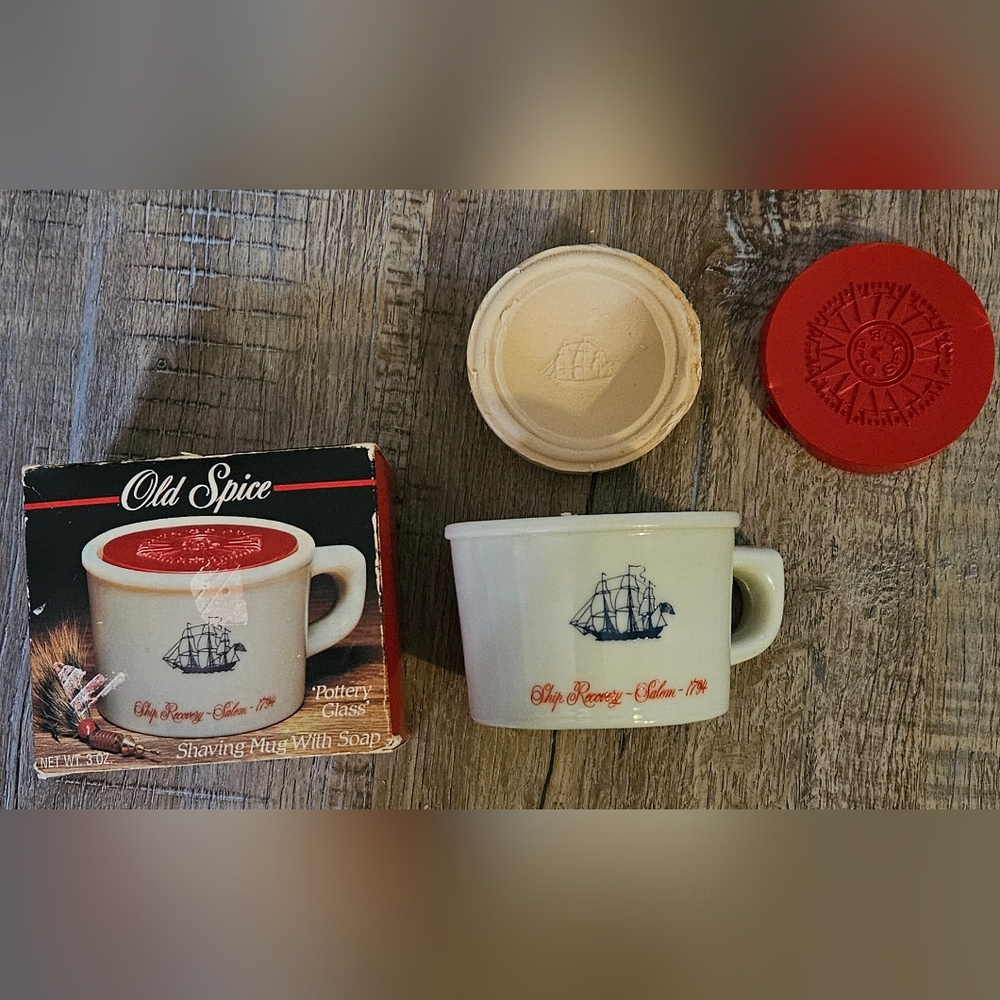Vintage Old Spice Shaving Soap Mug Set